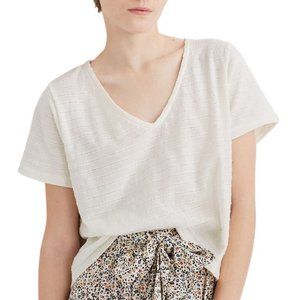 Madewell Ivory Textured V-Neck Boxy Top NWT